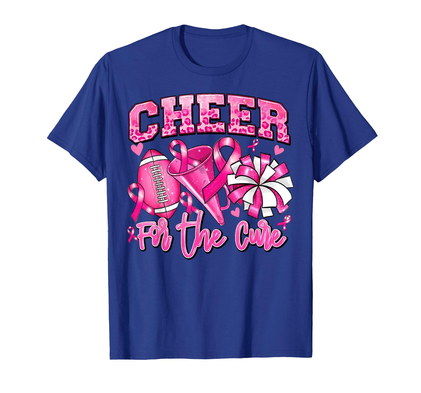 Football Cheer For The Cure Pink Ribbon Breast Cancer Womens T-Shirt