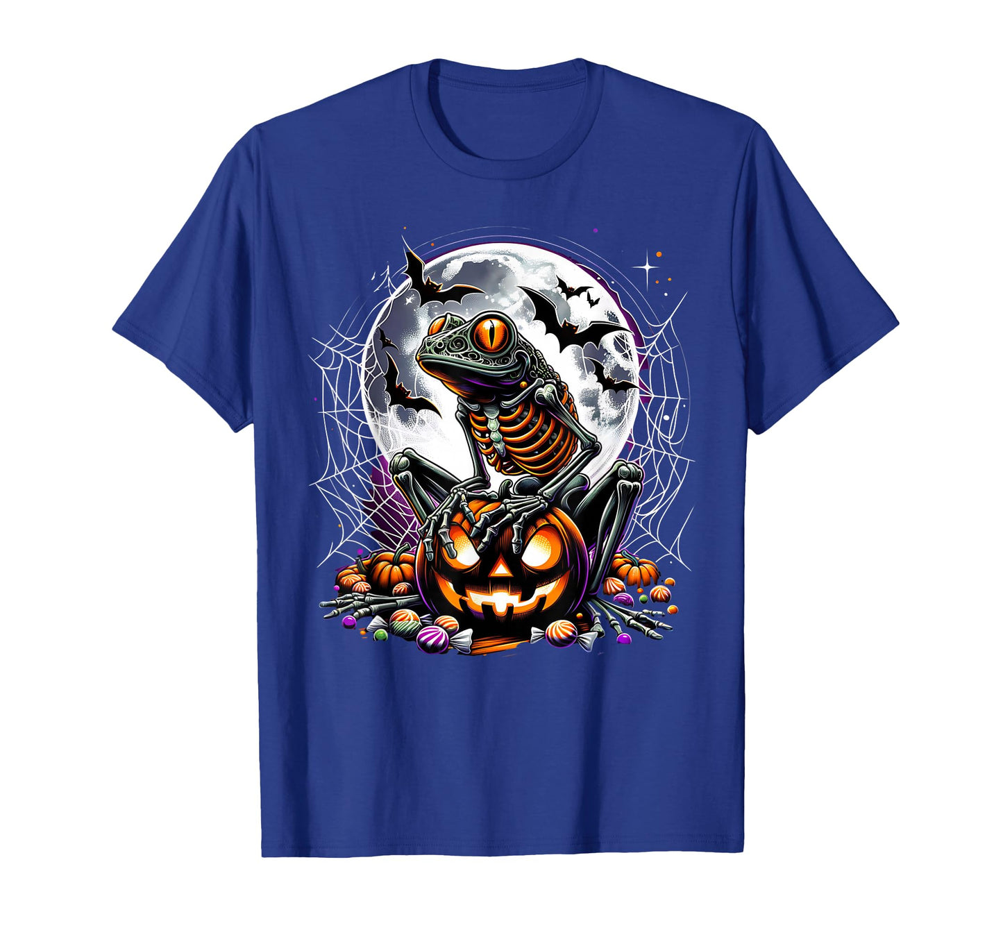 Halloween Frog Skeleton Spooky Pumpkin Jack o Lantern T-Shirt