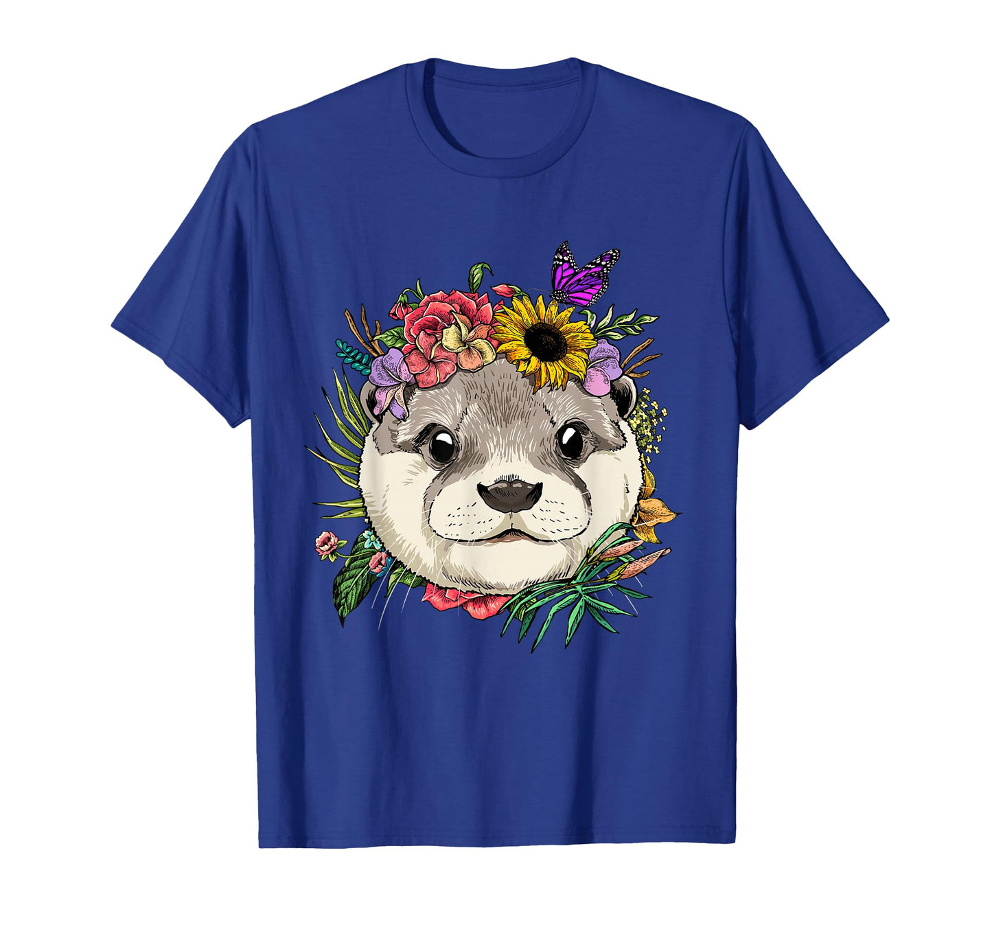 Floral Otter Spring Nature Otter Animal Lovers T-Shirt
