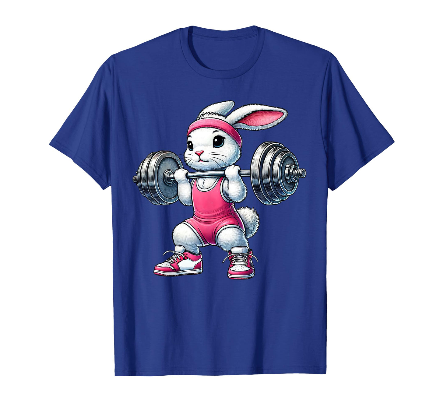 Easter Bunny Lifting Weight Gym Fitness Workout Training T-Shirt
