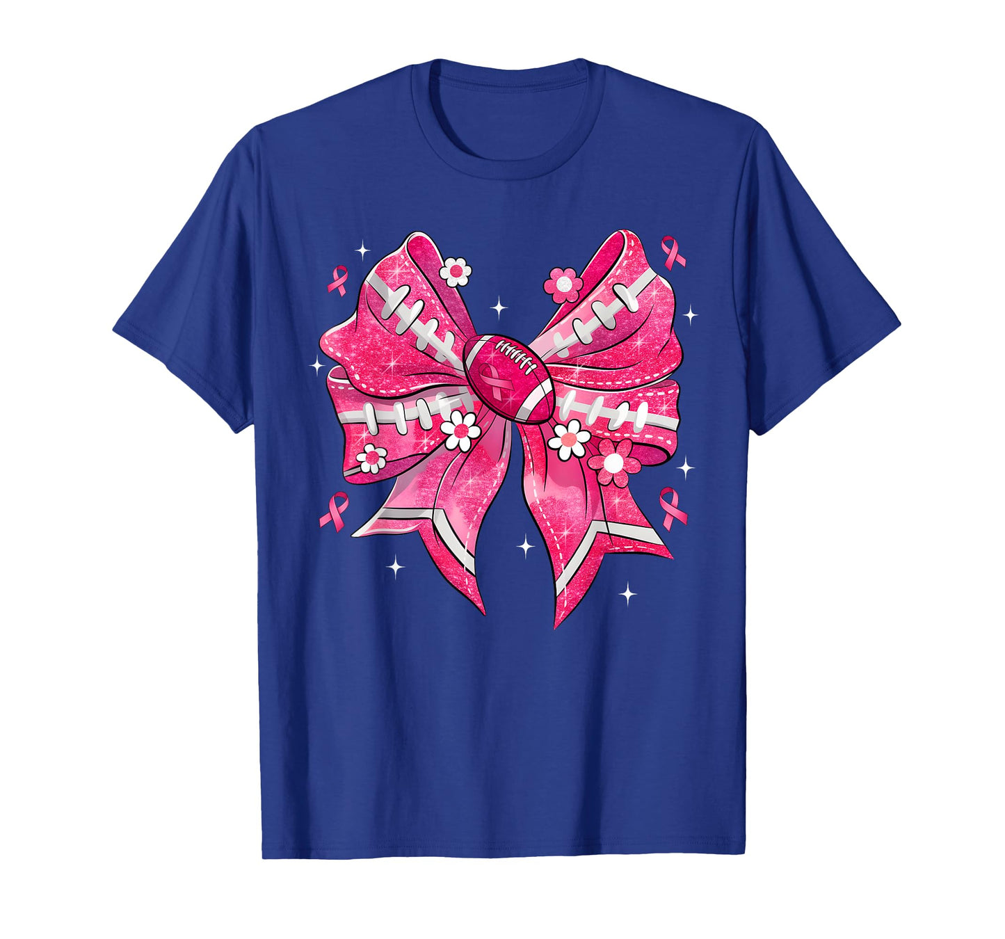 Football Pink Ribbon Coquette Bow Breast Cancer Awareness T-Shirt