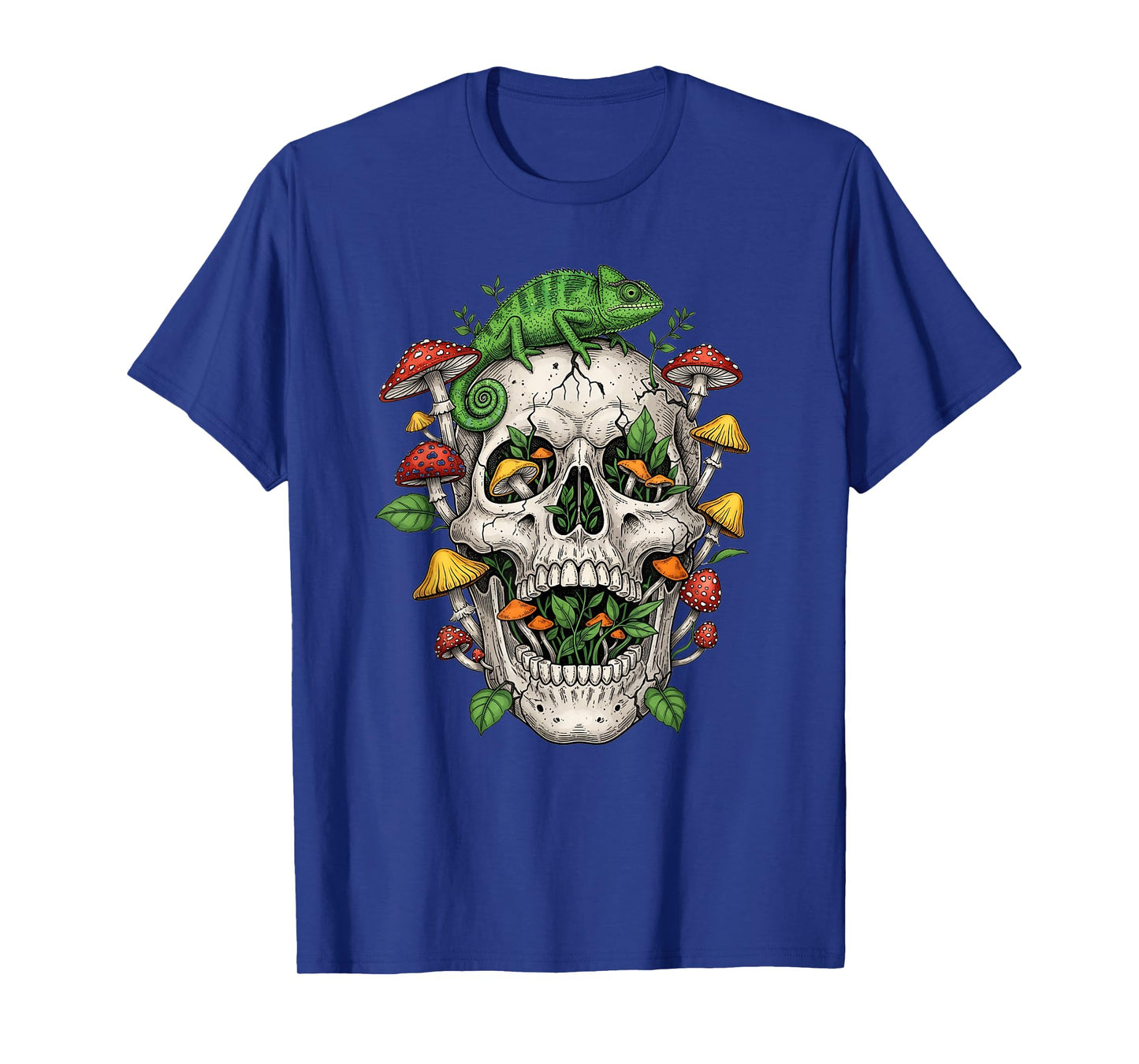 Skeleton Horror Goth Morel Mushroom Art T-Shirt