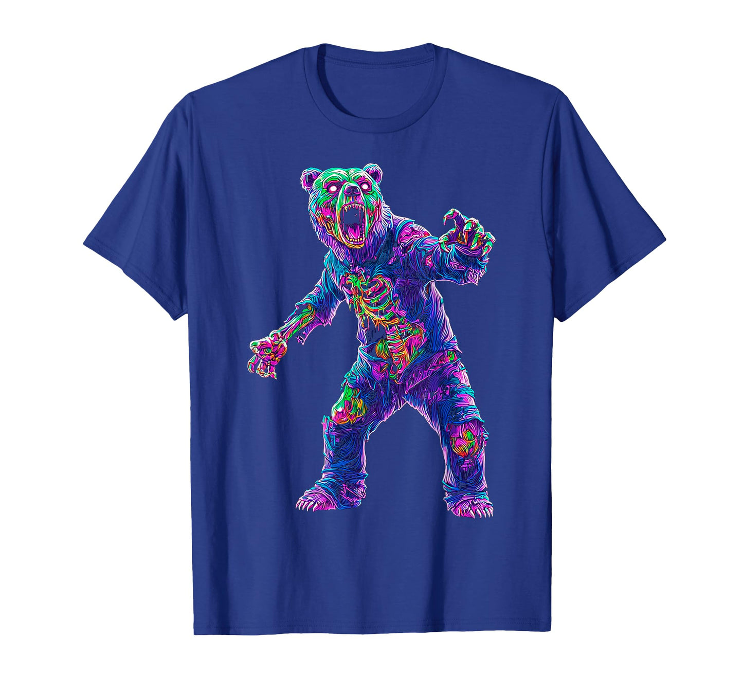 Halloween Bear Colorful Skeleton Animal Graphic Halloween T-Shirt