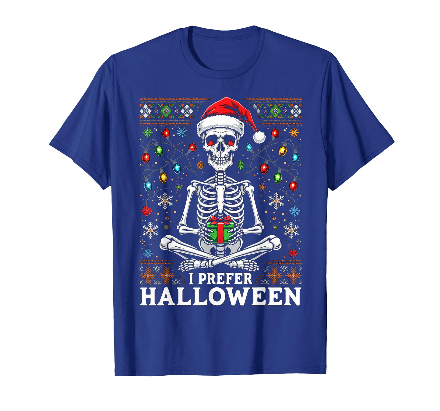 Funny Christmas 2025 Skeleton I Prefer Halloween Ugly Xmas T-Shirt