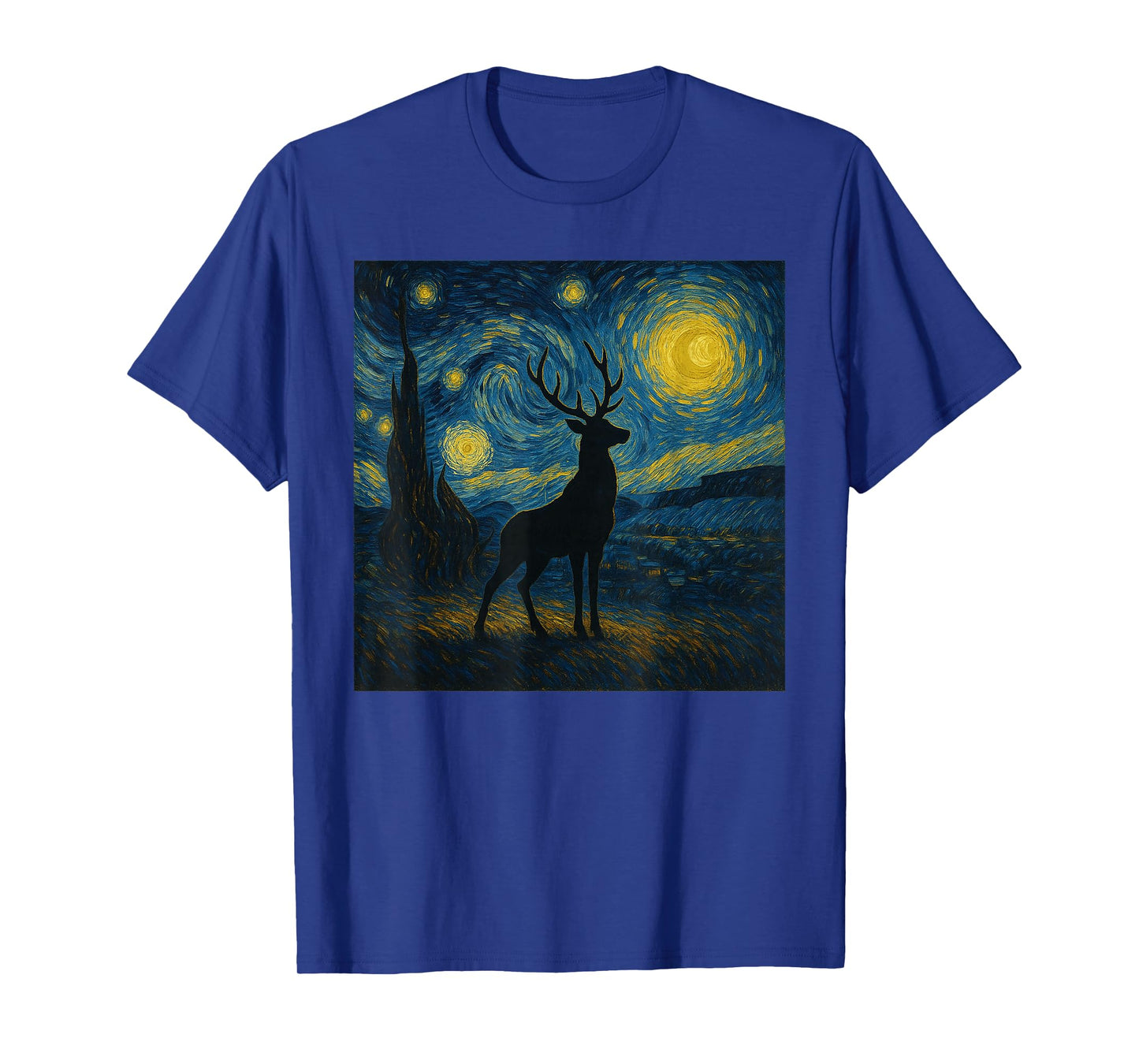 Starry Night Van Gogh Deer Funny Graphic T-Shirt
