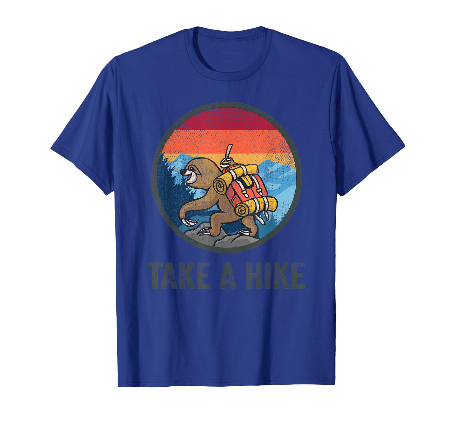 Take A Hike Retro Hiker Sloth Hiking Trekking Fun Kids Boys T-Shirt