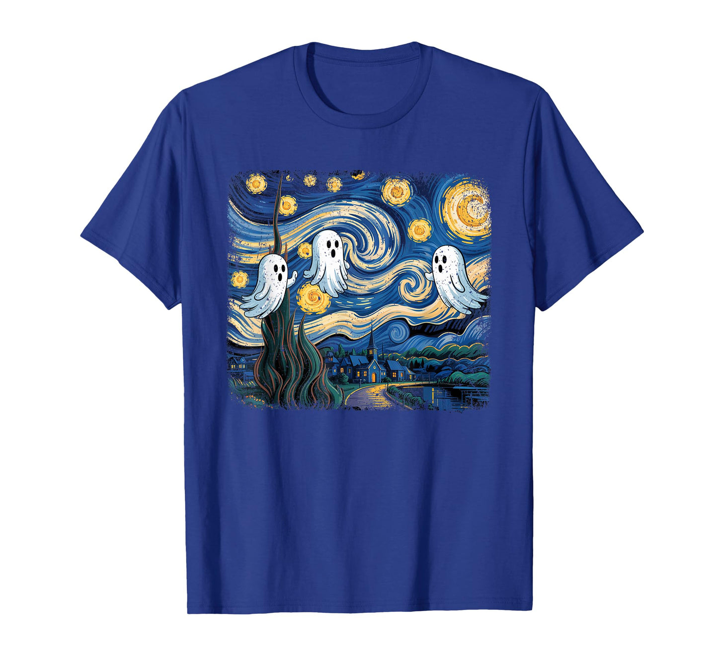 Funny Halloween Boo Sheet Ghost Starry Night Van Gogh Boys T-Shirt