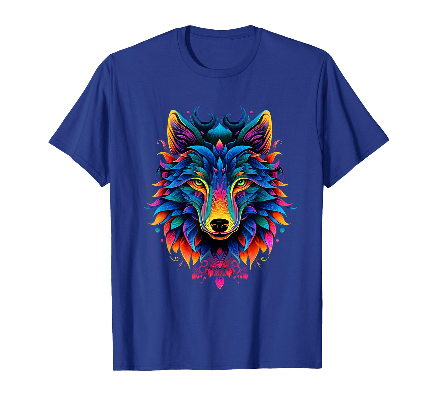 Colorful Psychadelic Nature Wolf Head Art Noveau T-Shirt