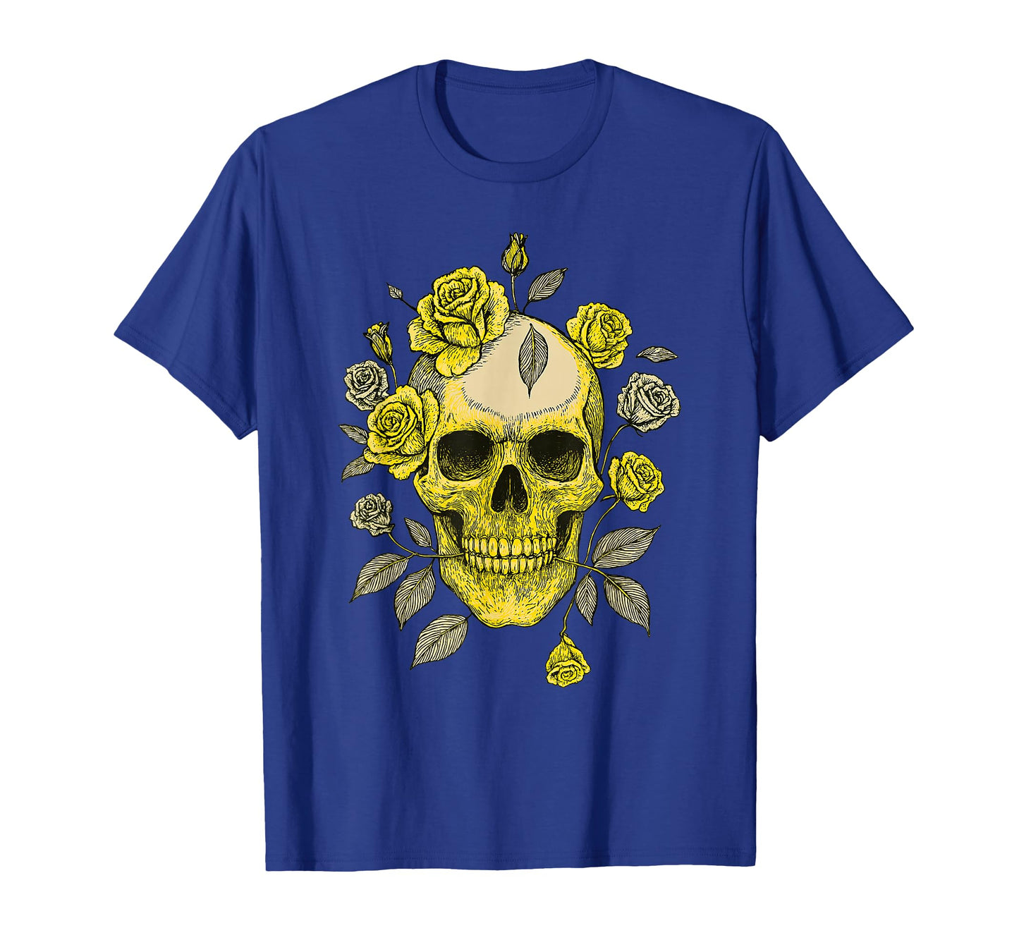 Mexican Skull with Flowers Vintage Gothic Skeleton Art T-Shirt