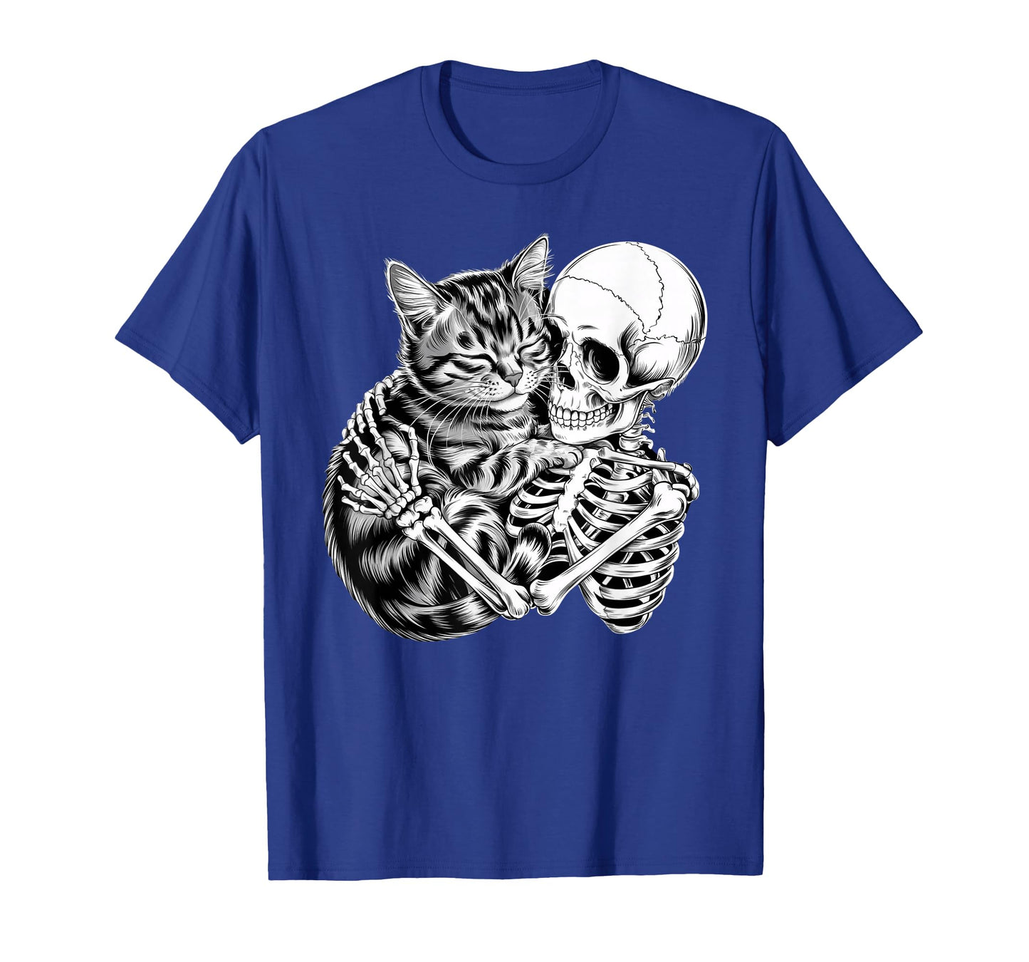 Womens Halloween Cat Skeleton Hugging Cat Halloween Girls T-Shirt