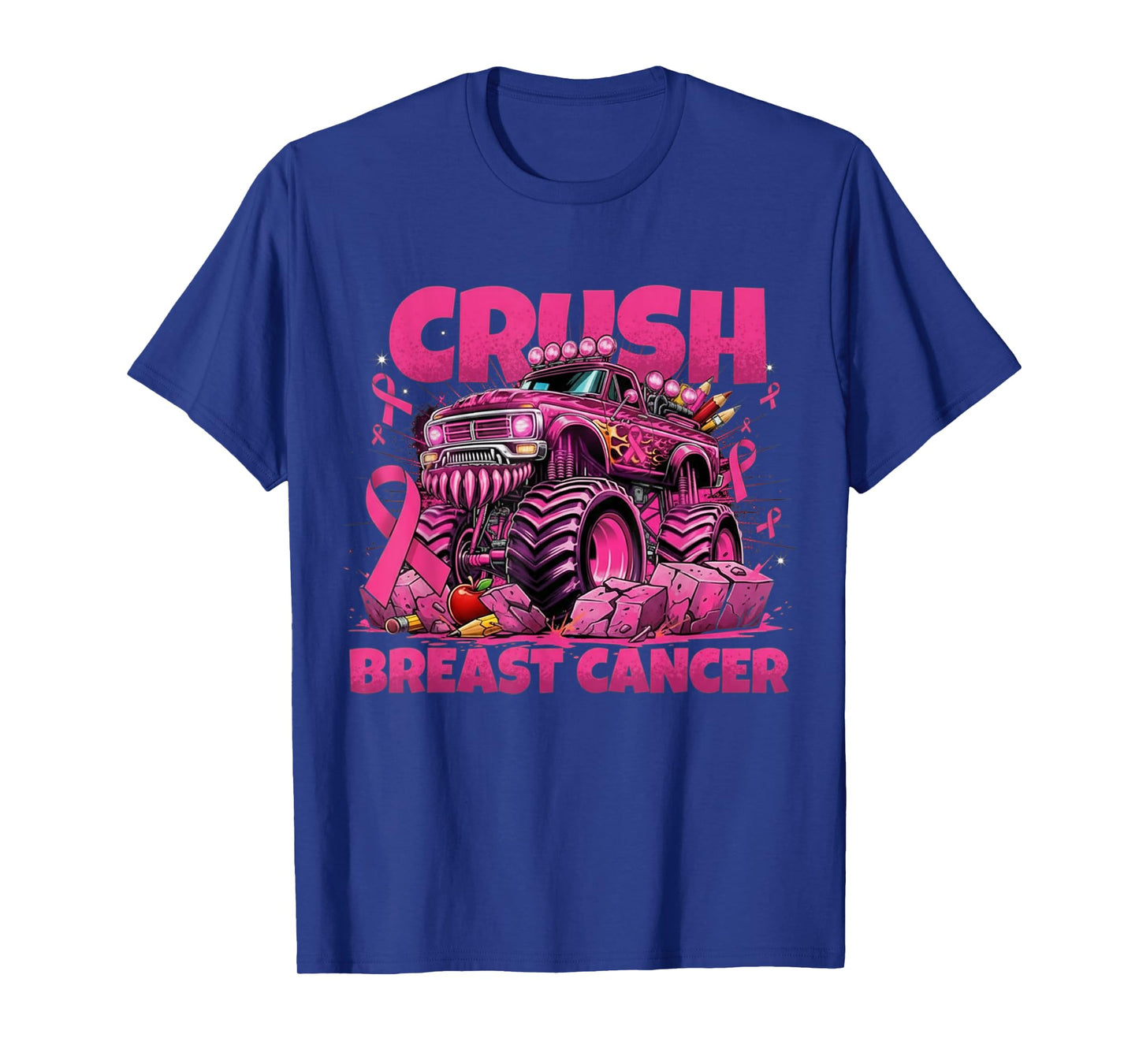 Crush Breast Cancer Awareness Monster Truck Pink Ribbon T-Shirt