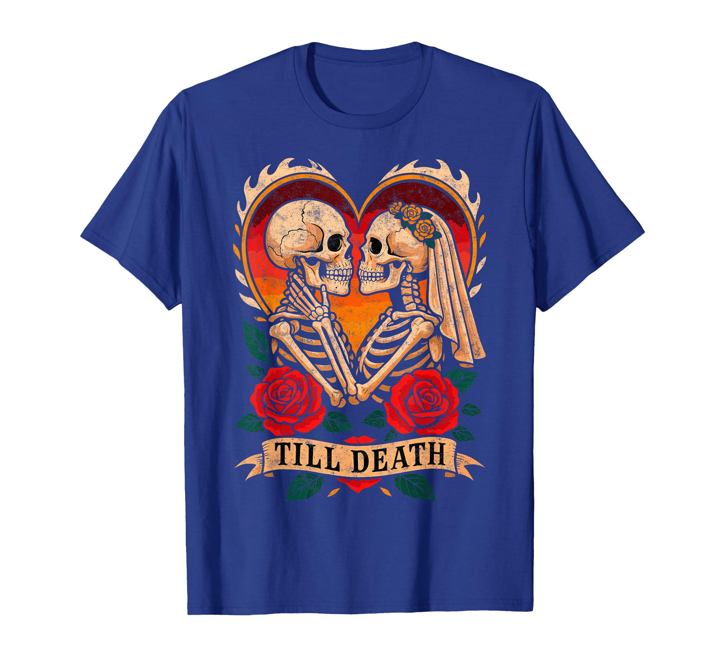 'Til Death Couple Skeletons Tee American Traditional Tattoo T-Shirt