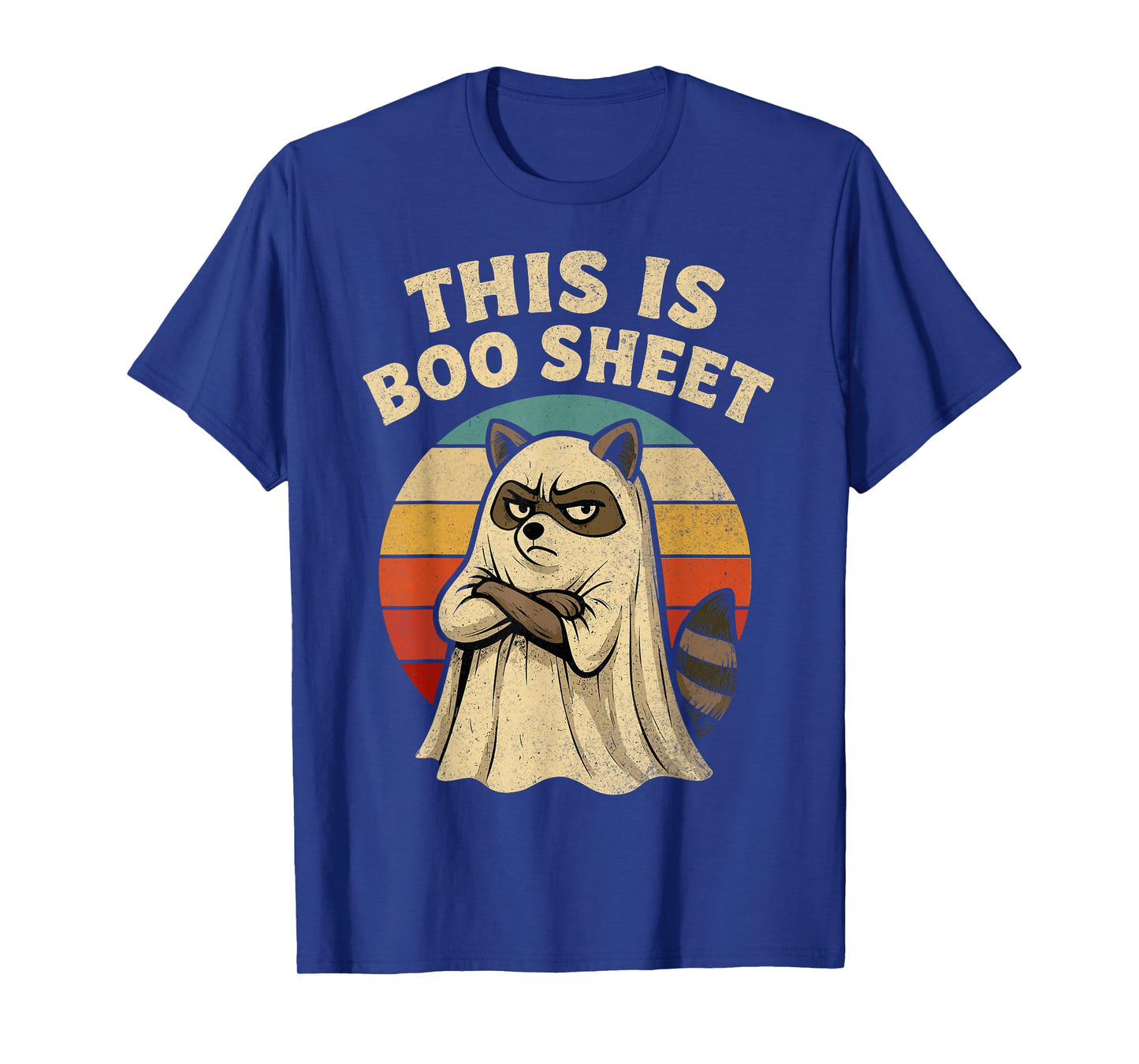 Retro Halloween Raccoon This is Boo Sheet Ghost Men Women T-Shirt