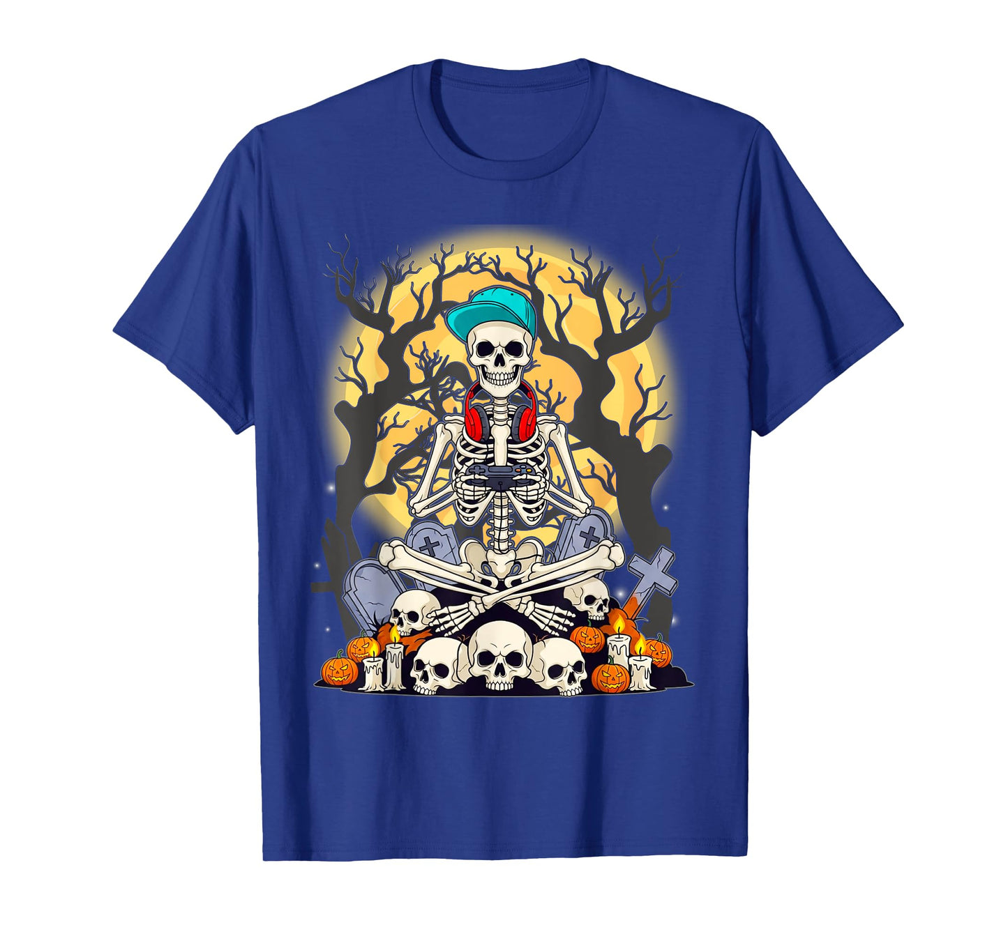 Skeleton Gamer Lazy Halloween Costume Gaming Video-Games T-Shirt