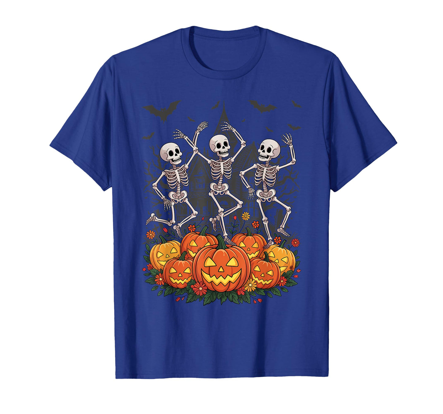 Dancing Skeletons Vintage Floral Skeleton Flower Halloween T-Shirt