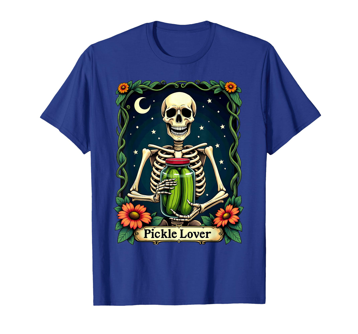 Gothic Tarot Card The Pickle Lover Skeleton Halloween T-Shirt
