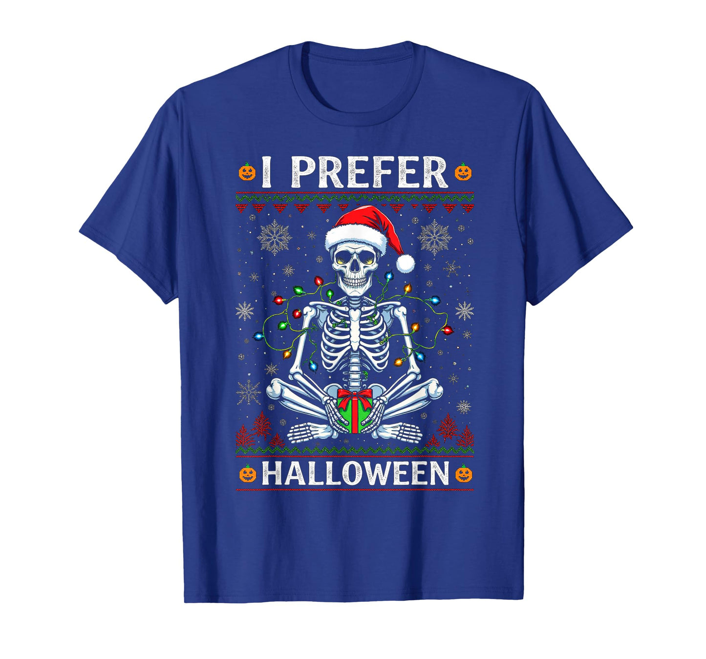 Funny Christmas 2025 Skeleton I Prefer Halloween Ugly Xmas T-Shirt