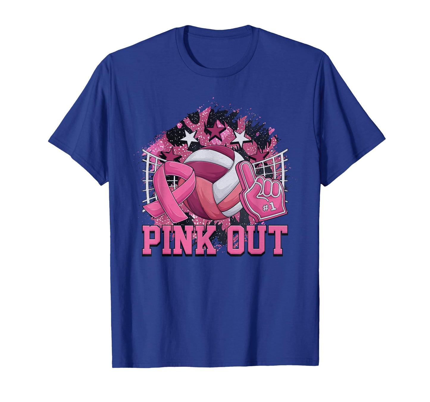 Pink Out Volleyball Pink Ribbon Breast Cancer Awareness T-Shirt