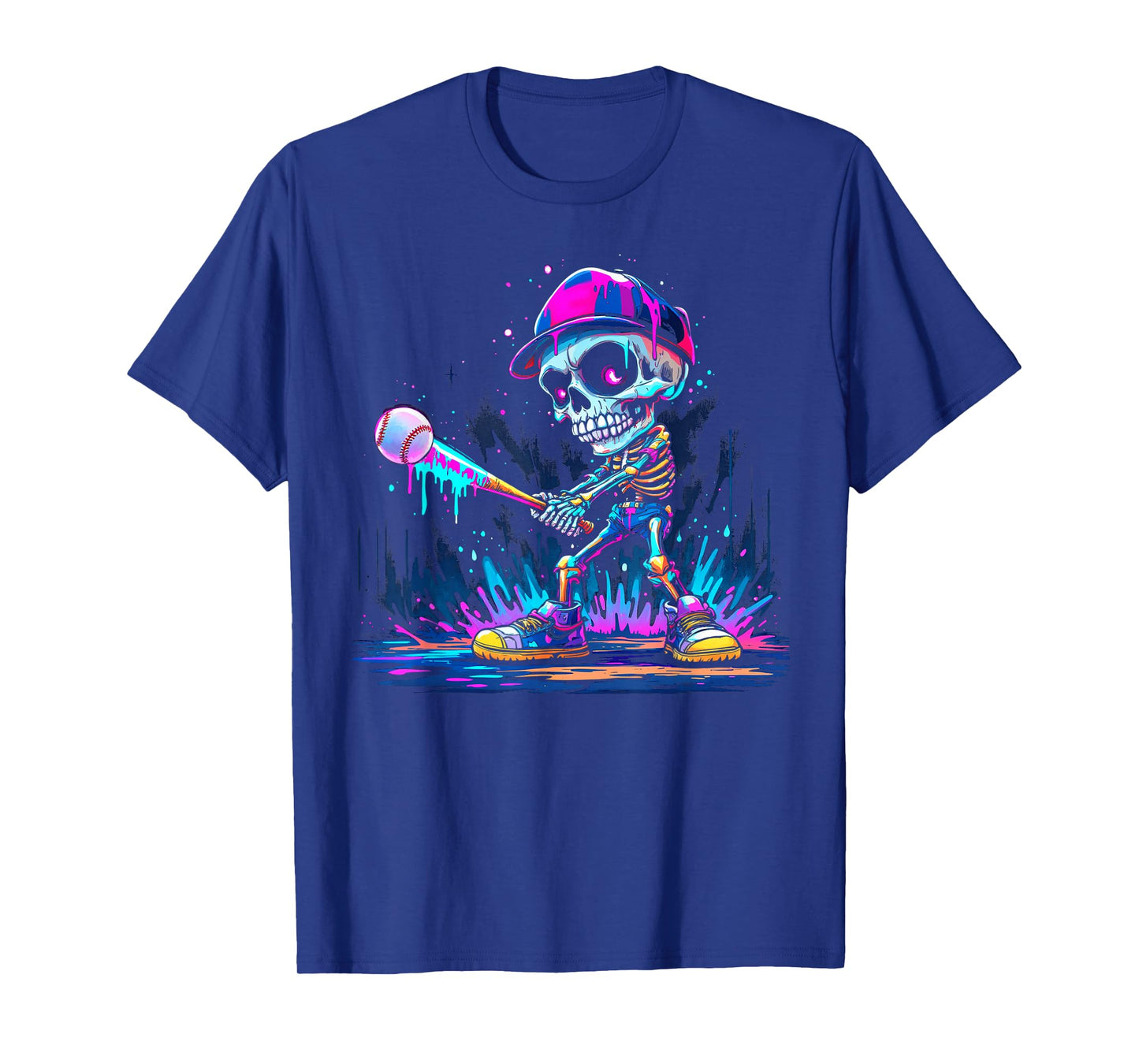 Funny Halloween Drip Baseball Player T-Shirt
