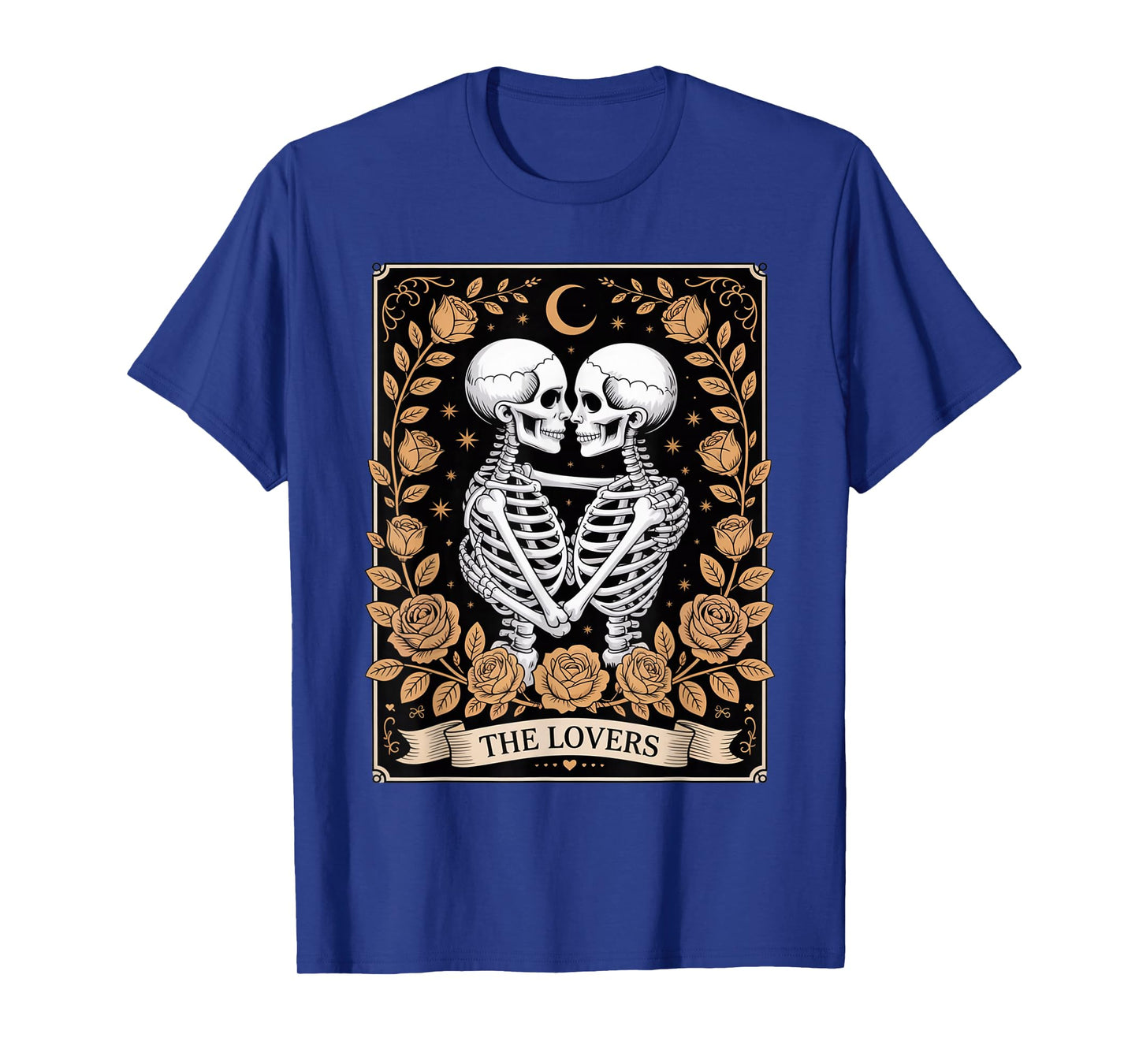 Tarot Card The Lovers Skeleton Goth Halloween Witch Vintage T-Shirt