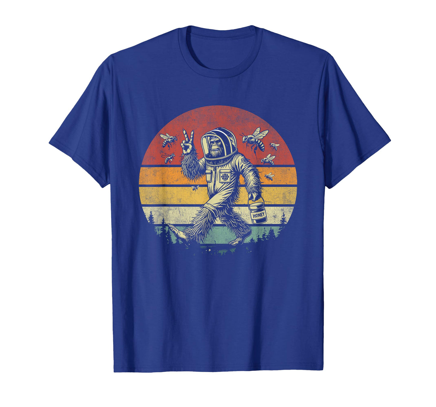 Bigfoot Beekeeper Funny Retro Honey Sasquatch Beekeeping T-Shirt