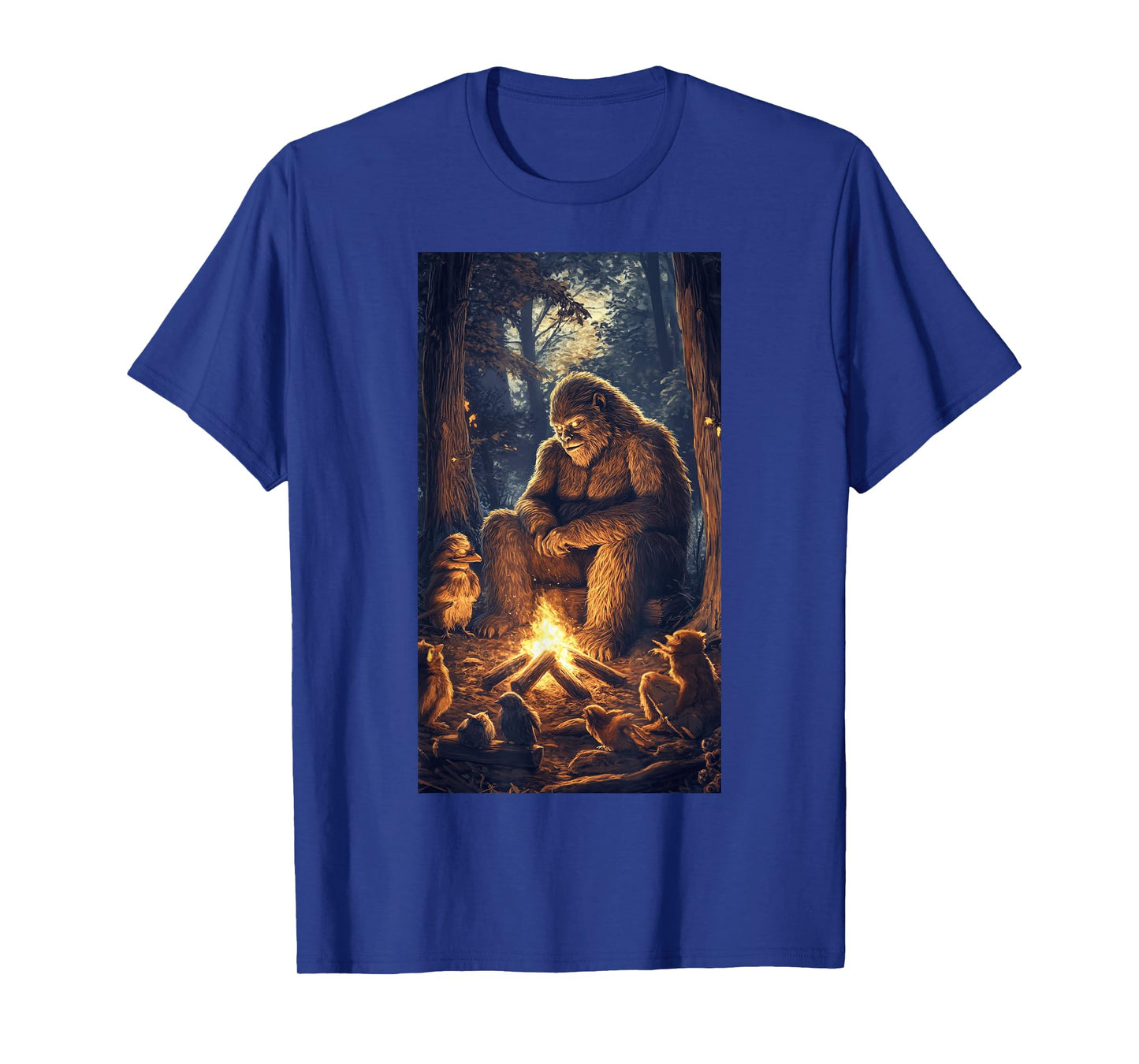 Bigfoot Campfire Woodland Sasquatch Wildlife art T-Shirt