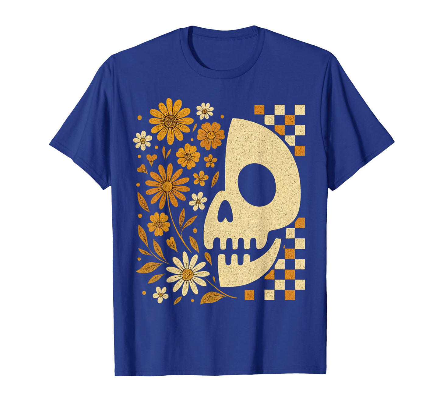 Funny Skull Halloween Floral Spooky Season Funny Fall Vibes T-Shirt