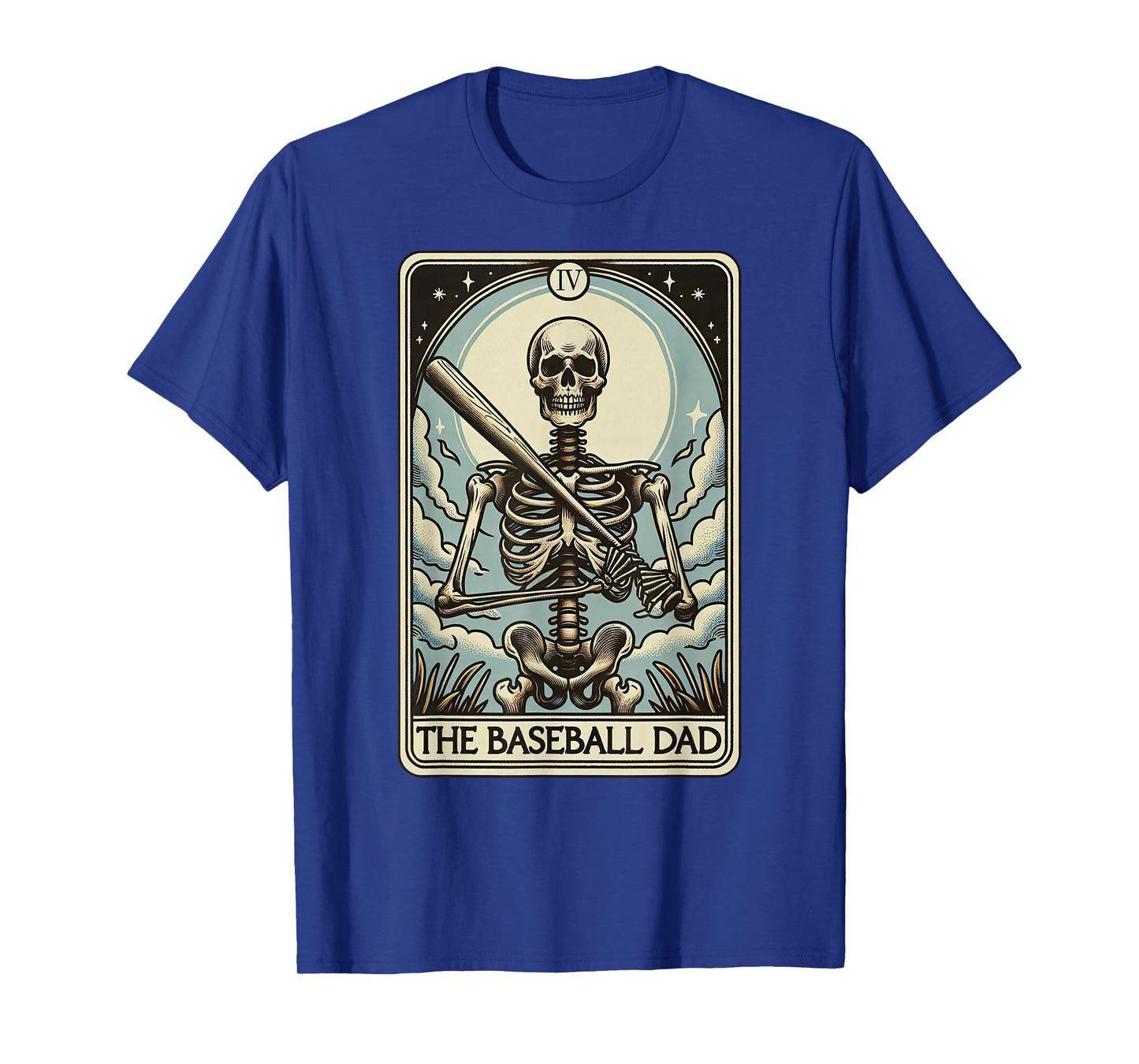 Retro Skeleton Baseball Dad Tarot Card Halloween Sport Lover T-Shirt