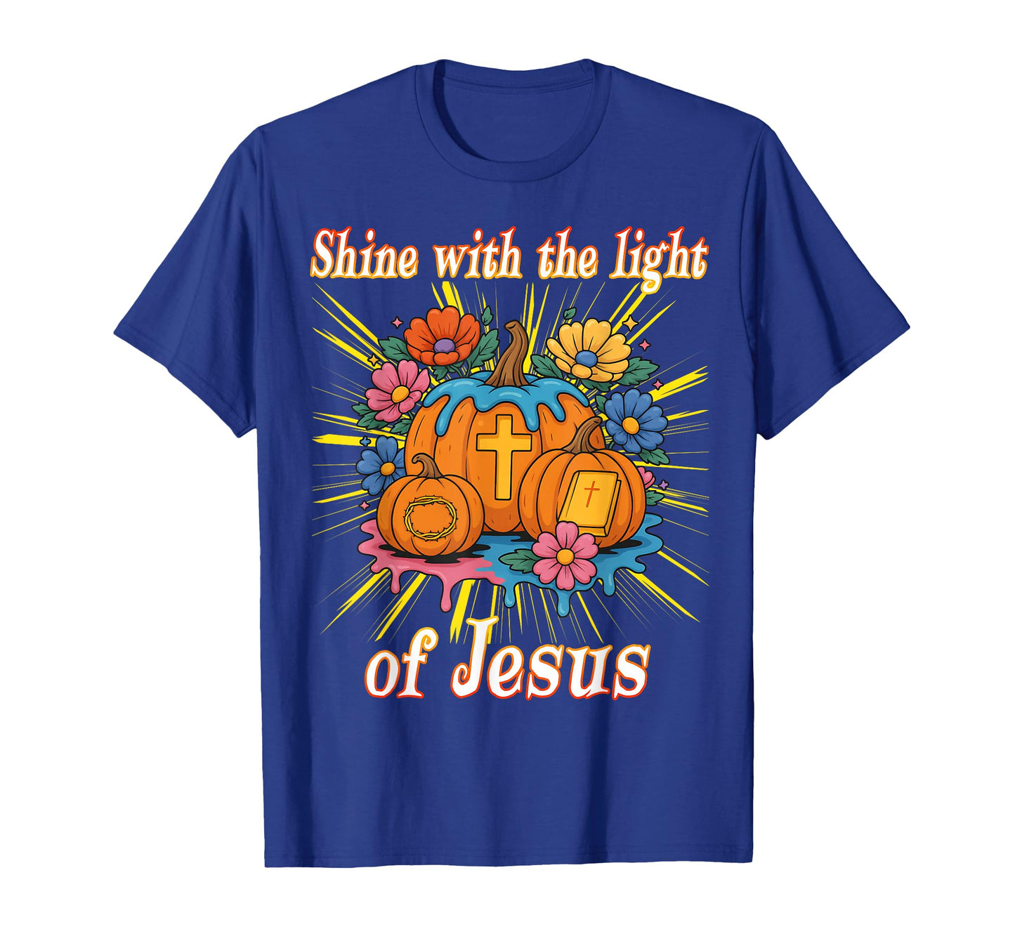 Shine with The Light of Jesus Pumpkin Christian Halloween T-Shirt