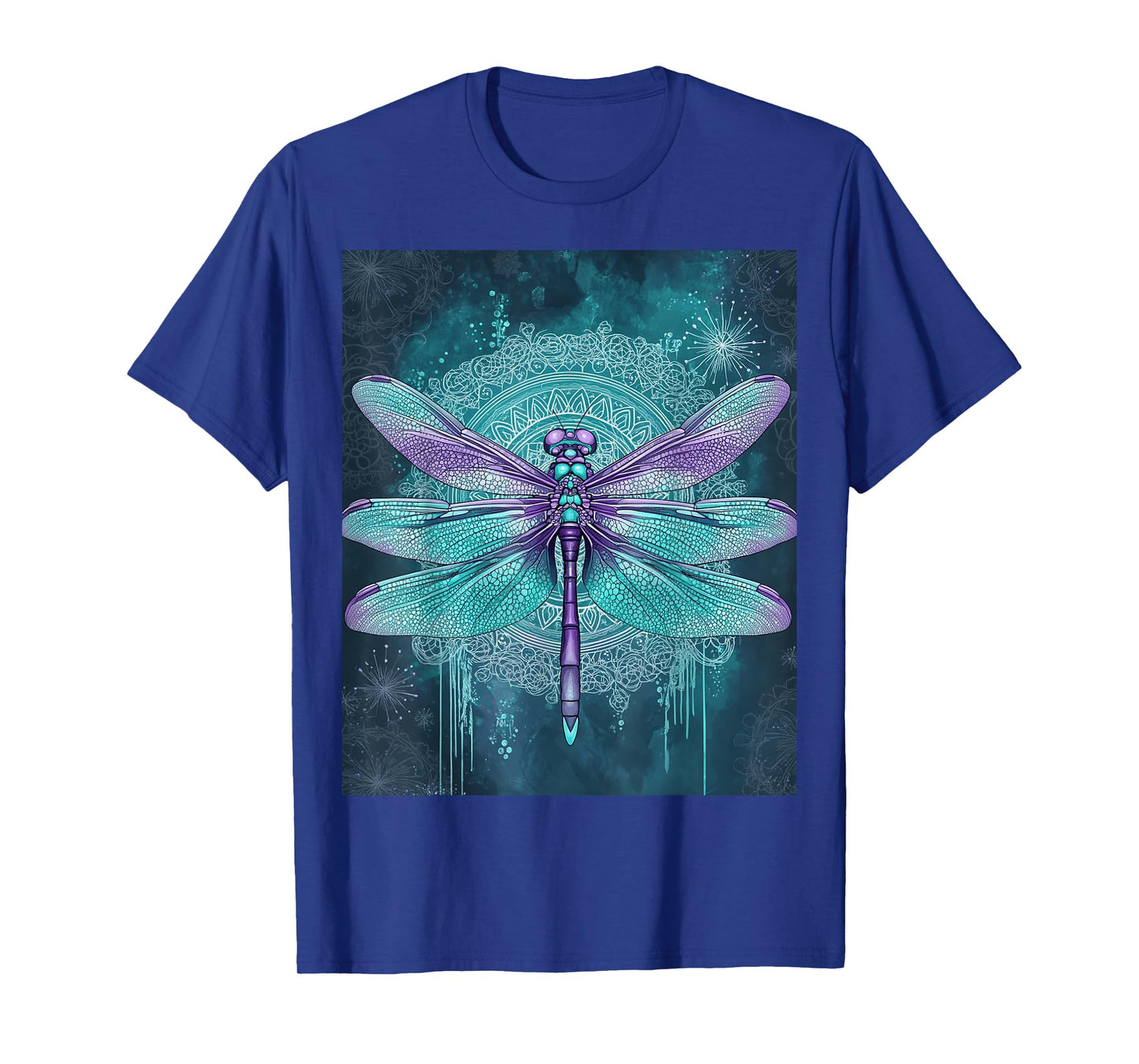 Turquoise Purple Dragonfly Watercolor Art T-Shirt