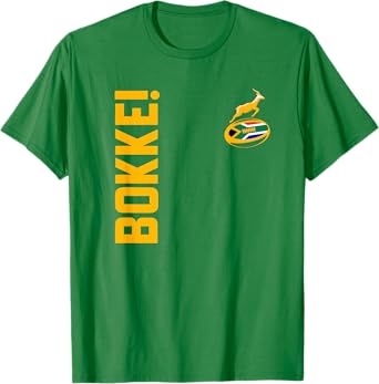 Springbok Rugby. Bokke, South African Flag. With Back Print T-Shirt