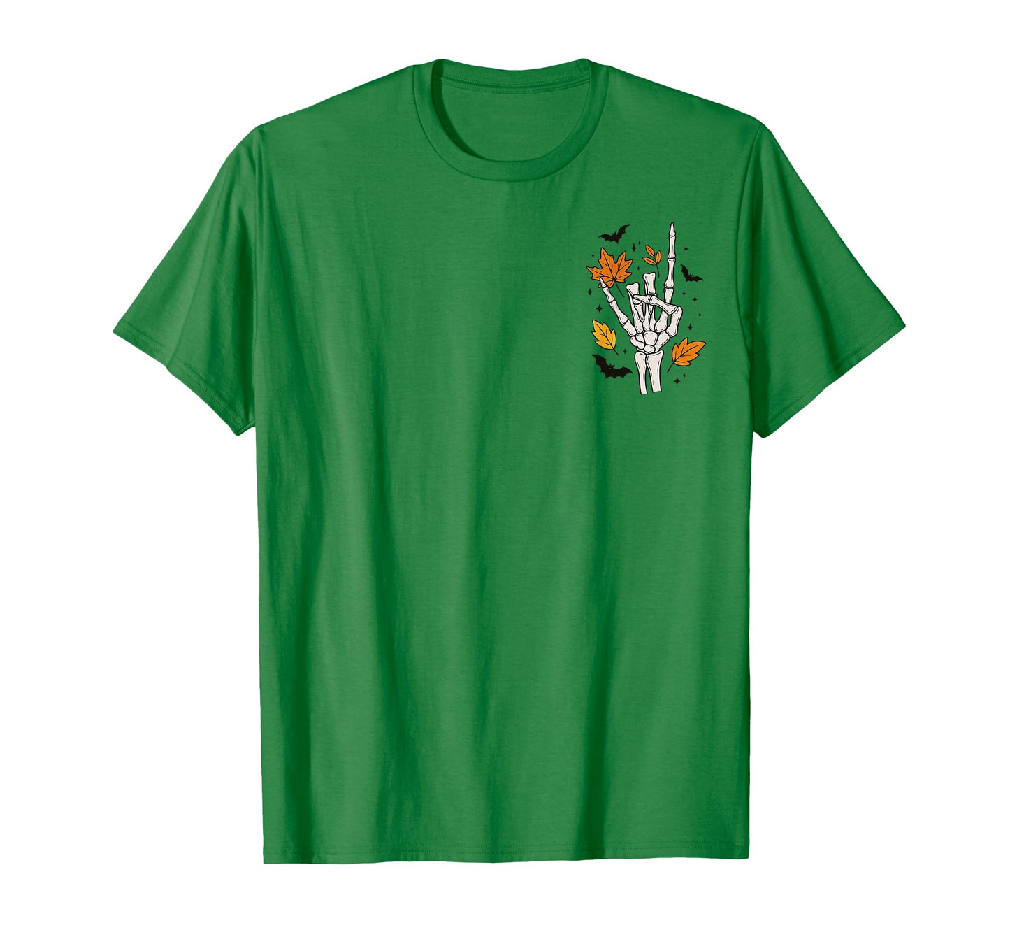 (2 Sided) Skeleton Fall Breeze Autumn Leaves T-Shirt