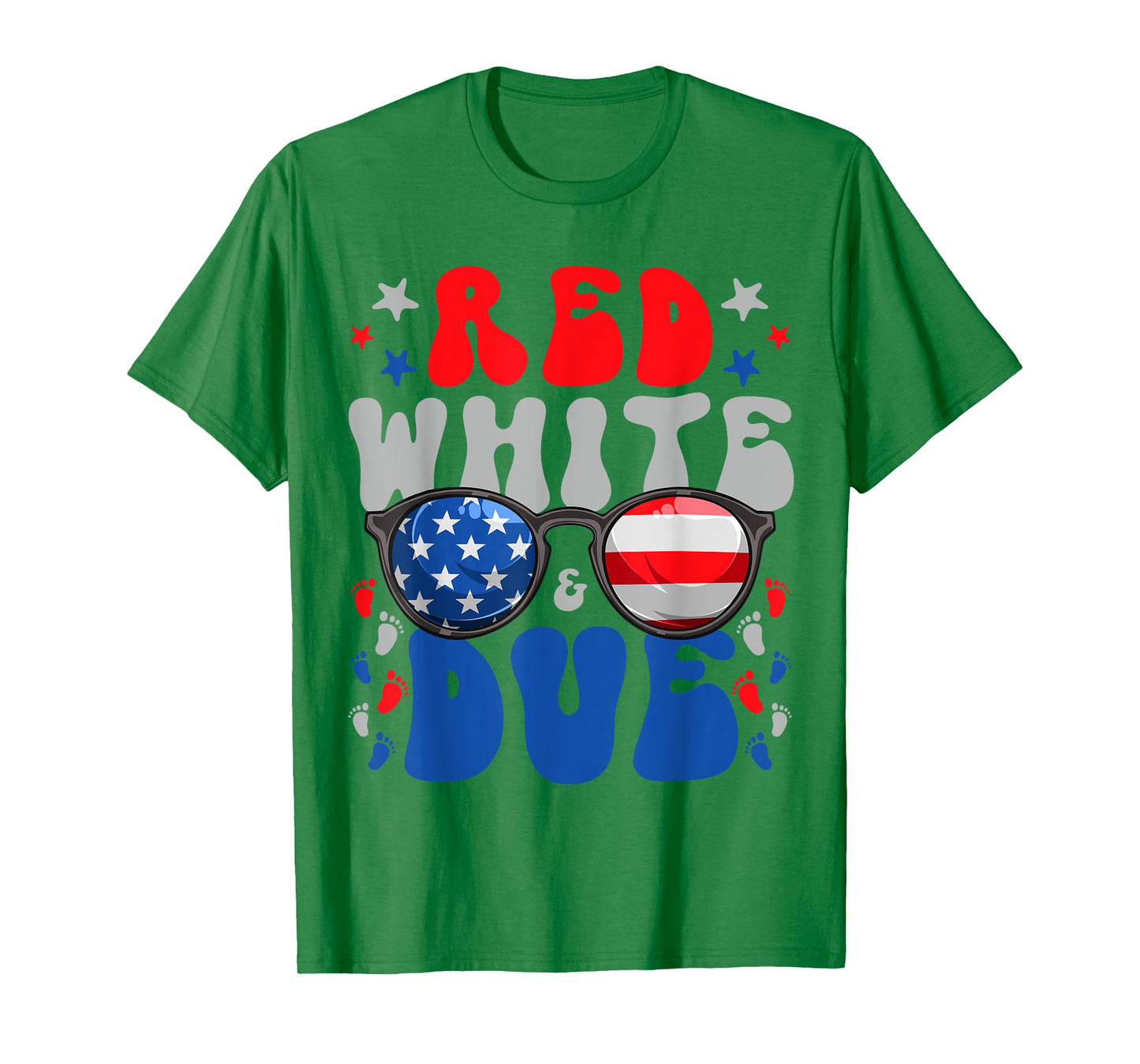 4th of July Pregnancy Dress Red White And Due Baby Reveal Women Men T-Shirt