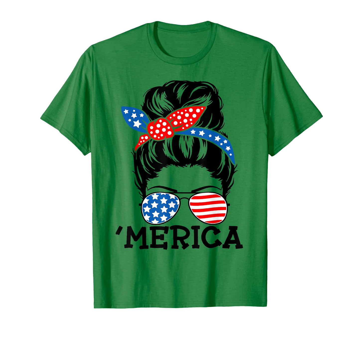 'Merica Messy Bun American Messy Bun 4th of July Messy Bun T-Shirt