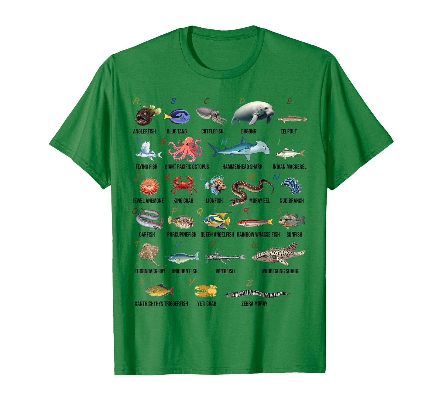 A-Z Ocean Life Alphabet Marine Creatures Exploration T-Shirt