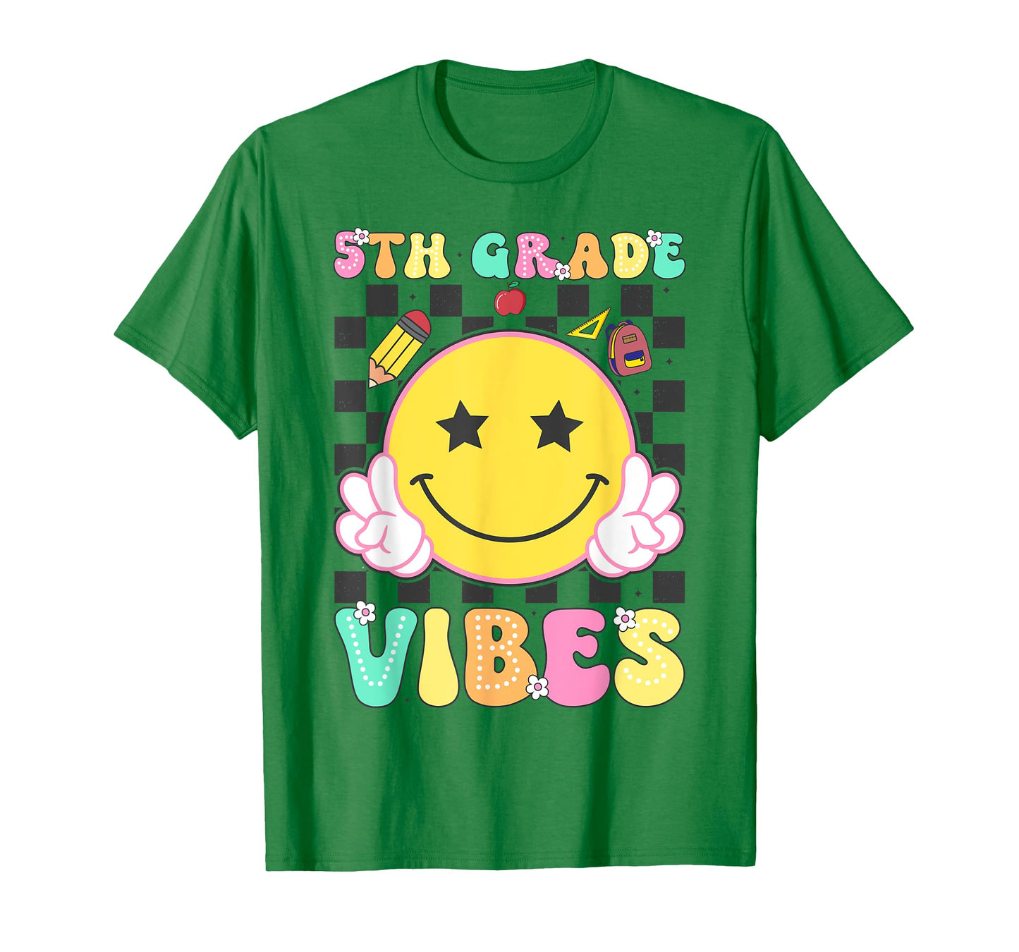 5th Grade Vibes Girls Smile Face Back to School Fifth Grade T-Shirt