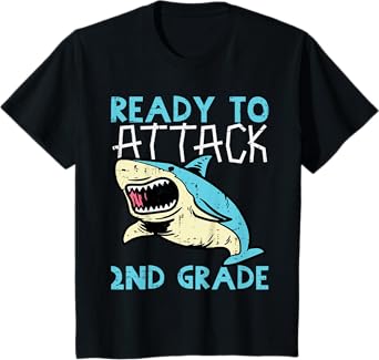 Kids Shark Ready To Attack 2nd Grade Second First Day Of School T-Shirt
