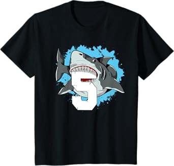 Shark 5th Birthday Boy 5 Five Shark Theme Party T-Shirt