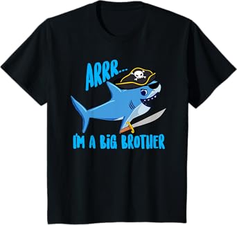 Kids I'm a Big Brother Funny Shark Pirate Gift for Brothers T-Shirt