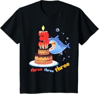 Baby Cute Shark Birthday 3 Year Old Gift For Boy or Girl T-Shirt