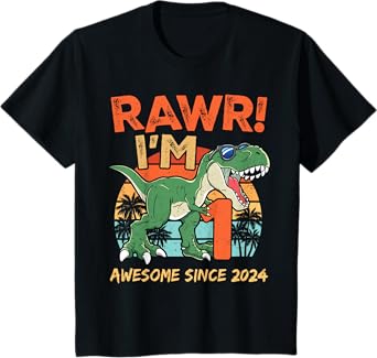 Rawr I'm One Rex 1st Birthday First Dinosaur 1 Year Old T-Shirt