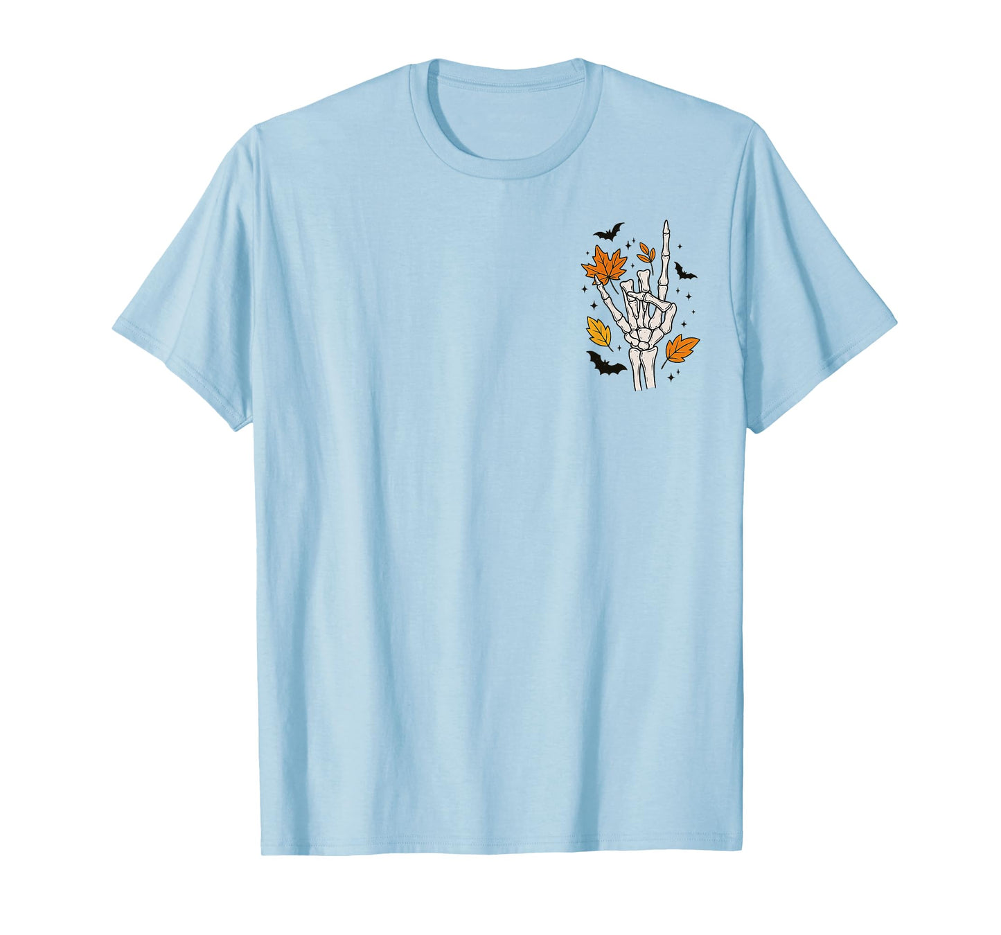 (2 Sided) Skeleton Fall Breeze Autumn Leaves T-Shirt