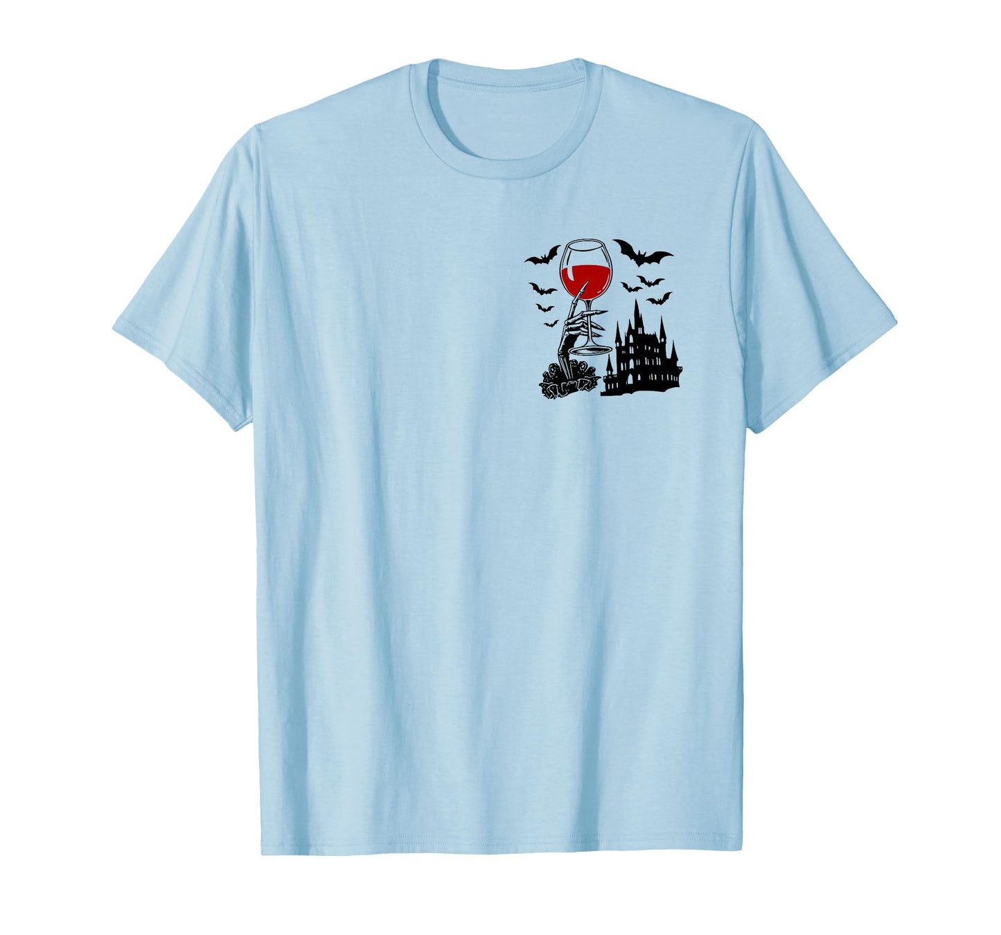 (2 Sided) Not My Blood Type Funny Skeleton Witch Halloween T-Shirt