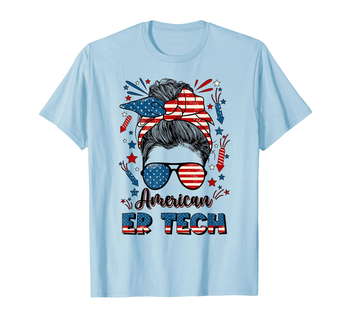 4th Of July ER Tech American Flag Emergency Room Technician Women Men T-Shirt