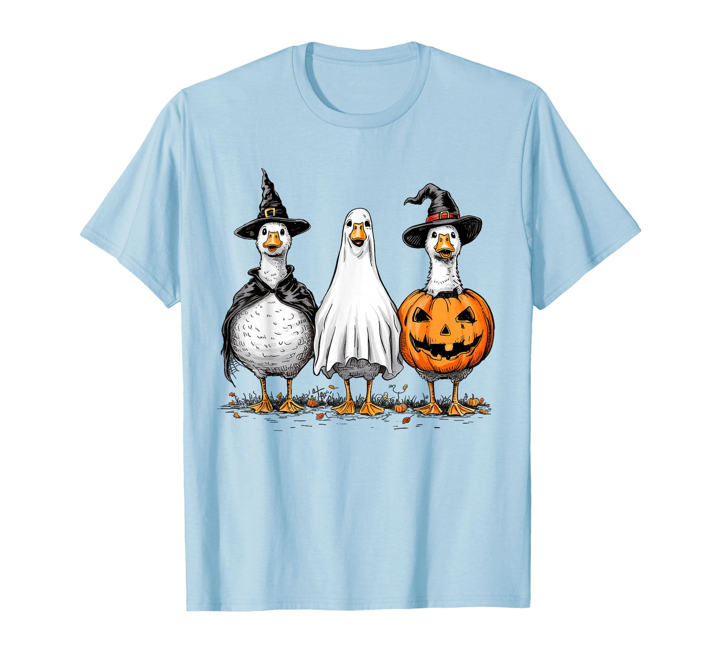Halloween Goose Witch Ghost Pumpkin Skeleton Spooky Costume T-Shirt