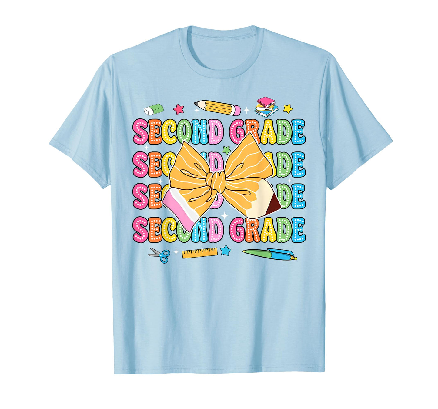 2nd Grade Teacher Pencil Coquette Bow Back To School T-Shirt