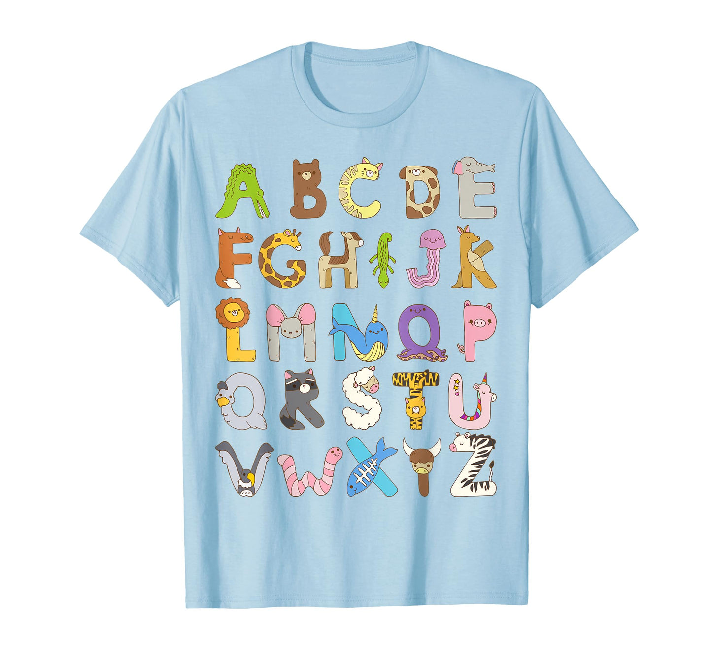 ABC Animals Alphabet Graphic Boys Girls Kindergarten Teacher T-Shirt