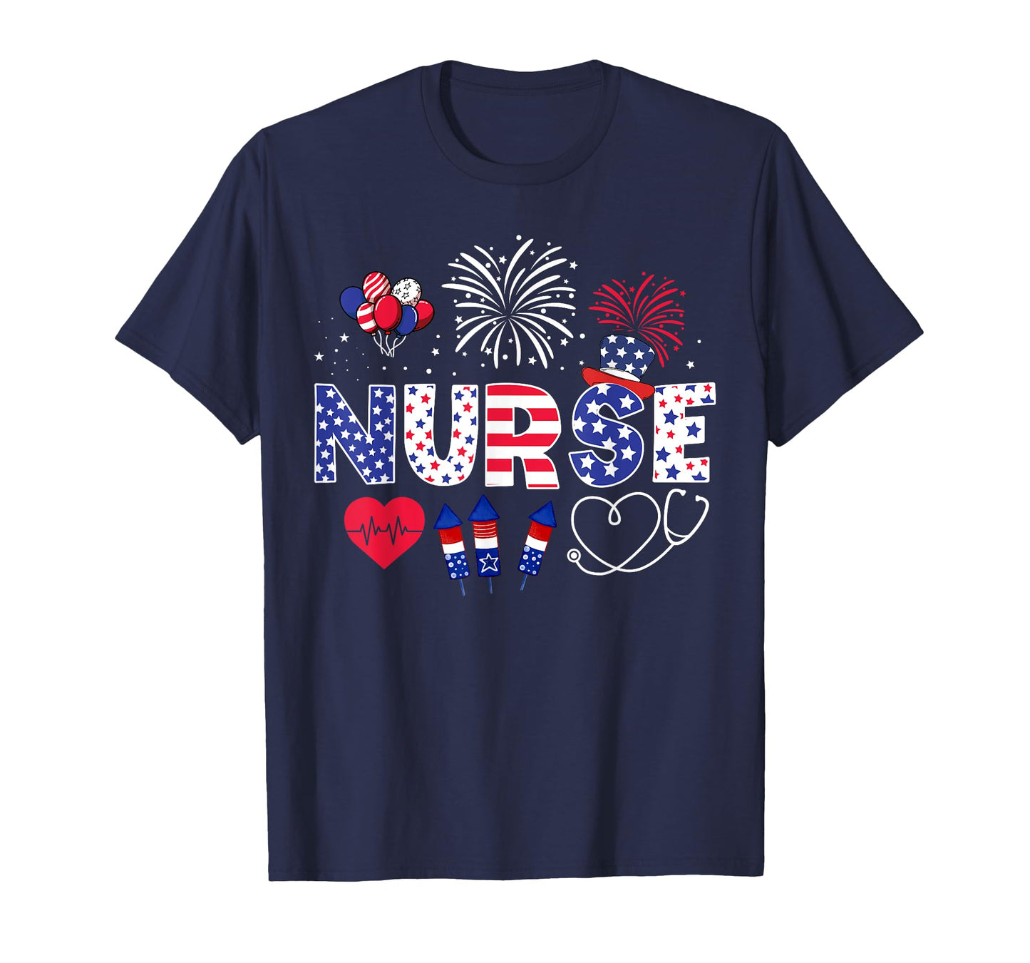 4th of July Nurse American Flag Fourth Of July Nurse T-Shirt