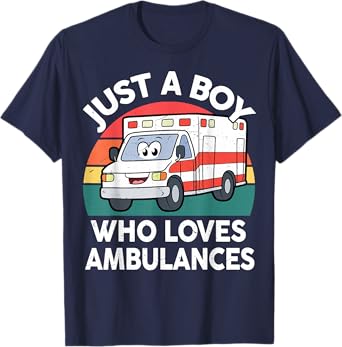 Toddler Just A Boy Who Loves Ambulances First Responder Kids T-Shirt