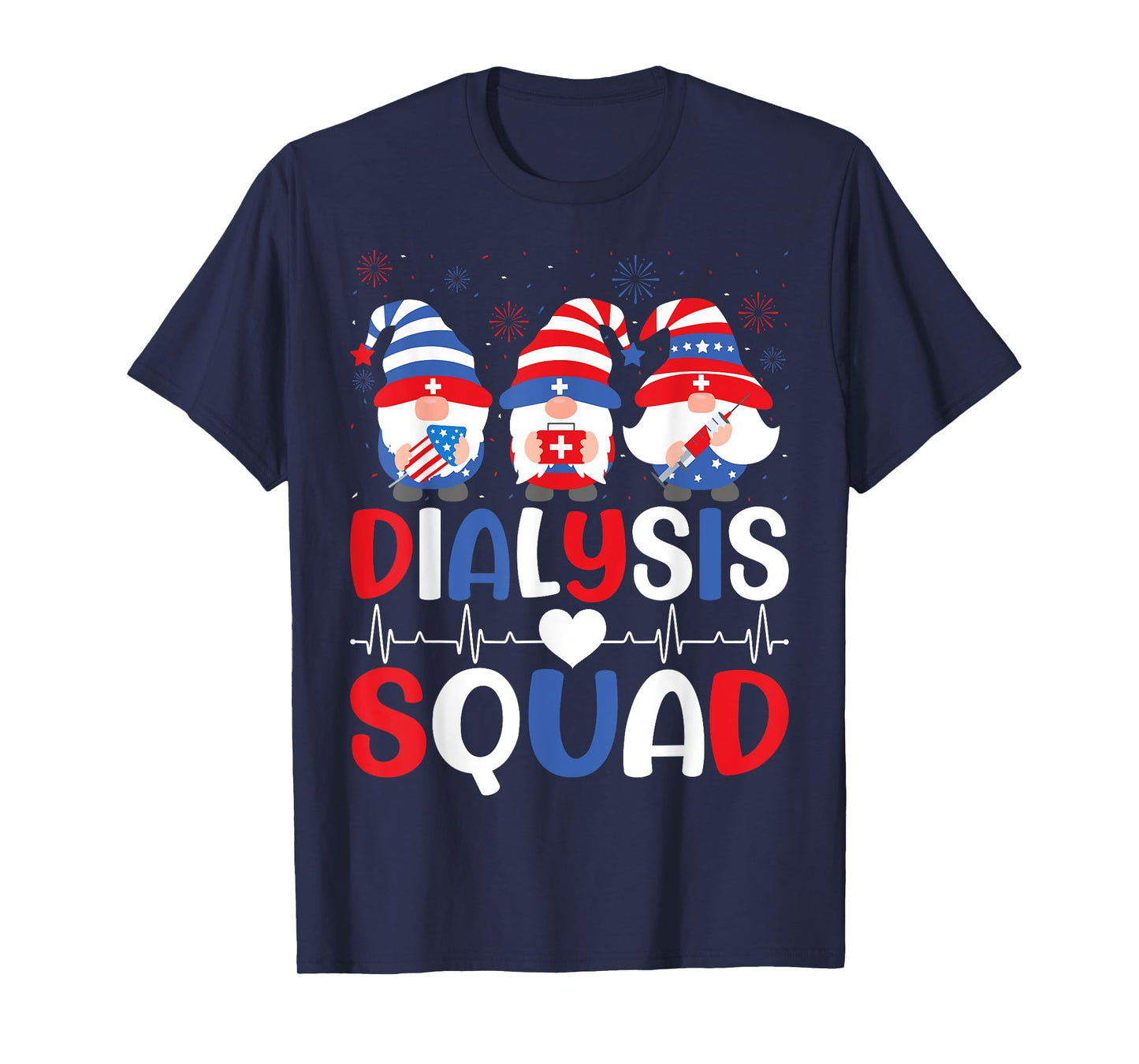 4th Of July Dialysis Squad Gnomes USA Patriotic Nurse T-Shirt for Women Men
